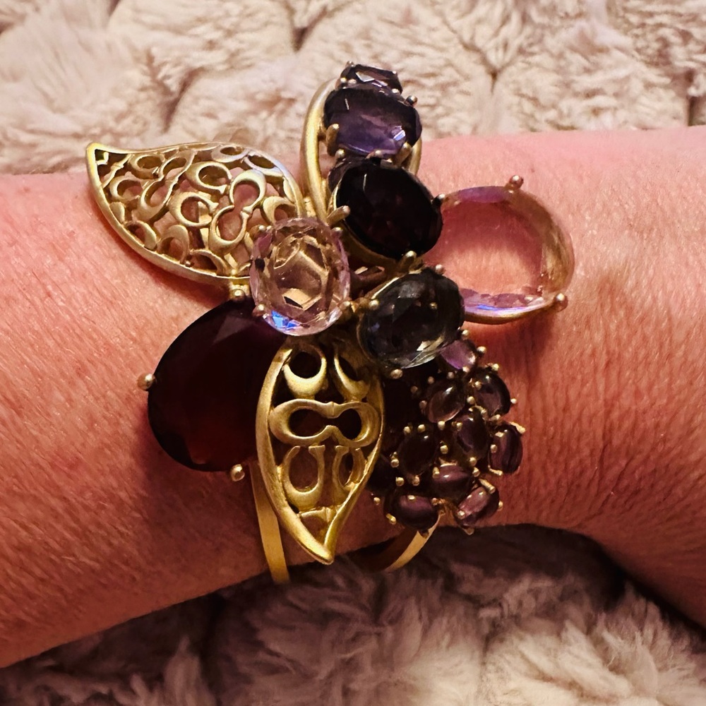 New Authentic Coach Vintage Elegant Gold and Purple Gemstone Women's Bracelet! - Picture 4 of 6
